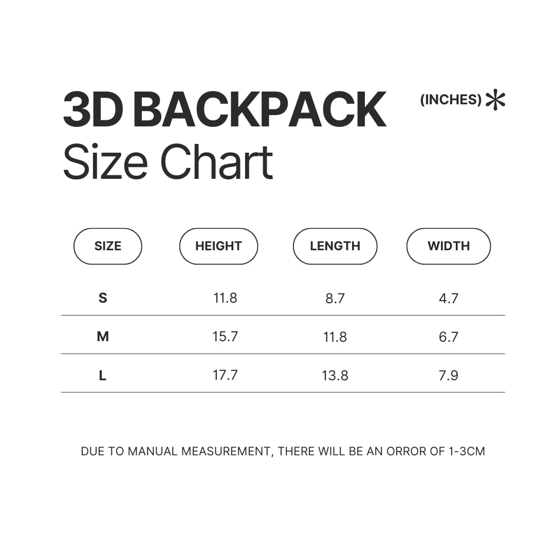 3D Backpack Size Chart - The Boondocks Store