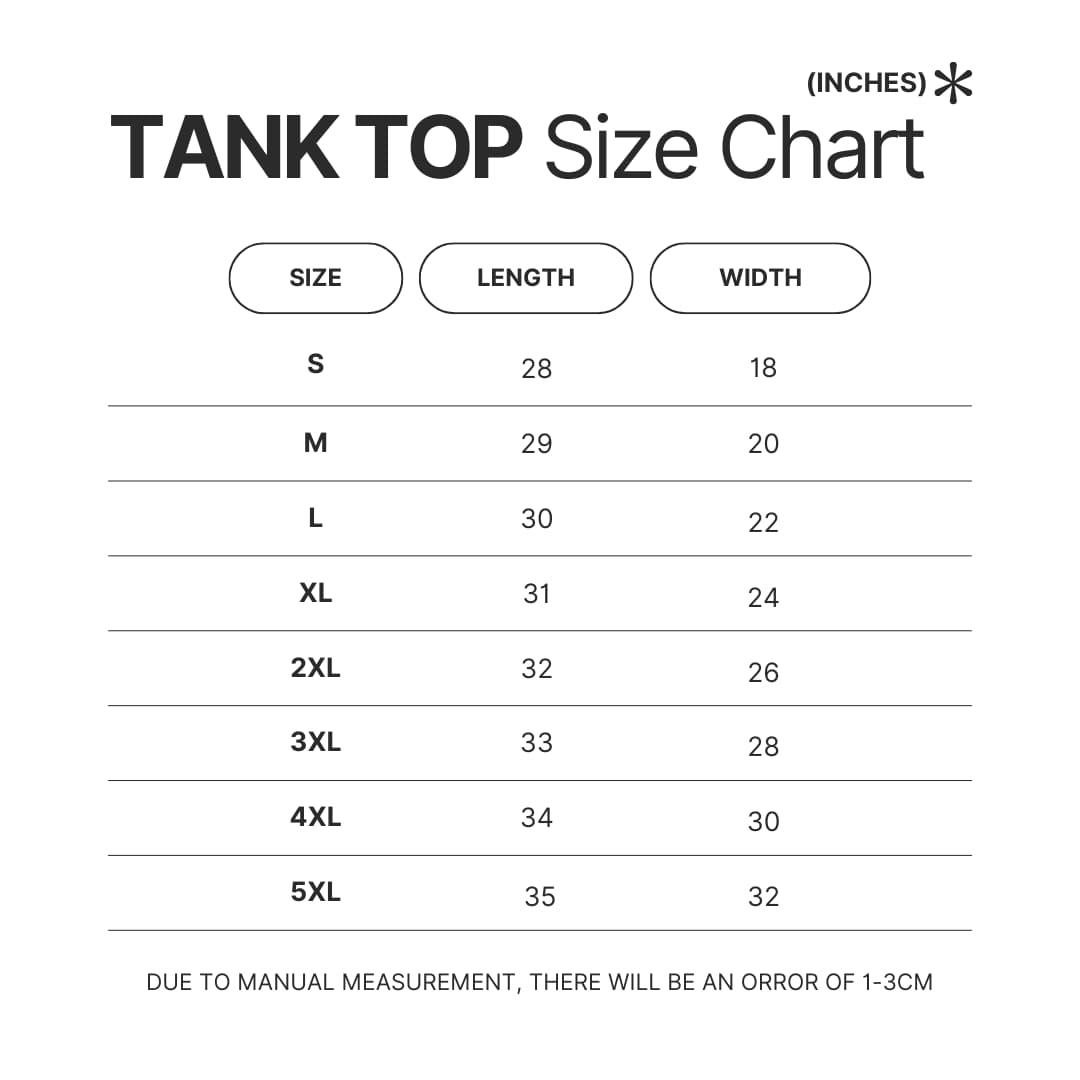 Tank Top Size Chart - The Boondocks Store