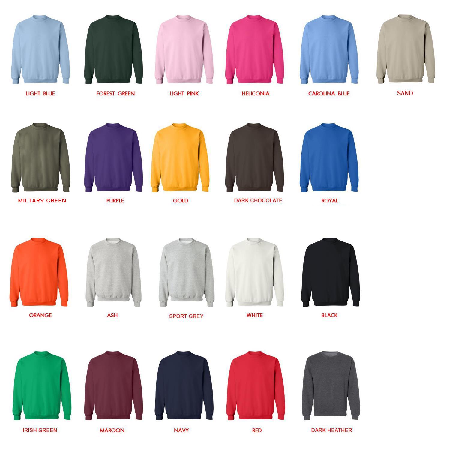sweatshirt color chart - The Boondocks Store
