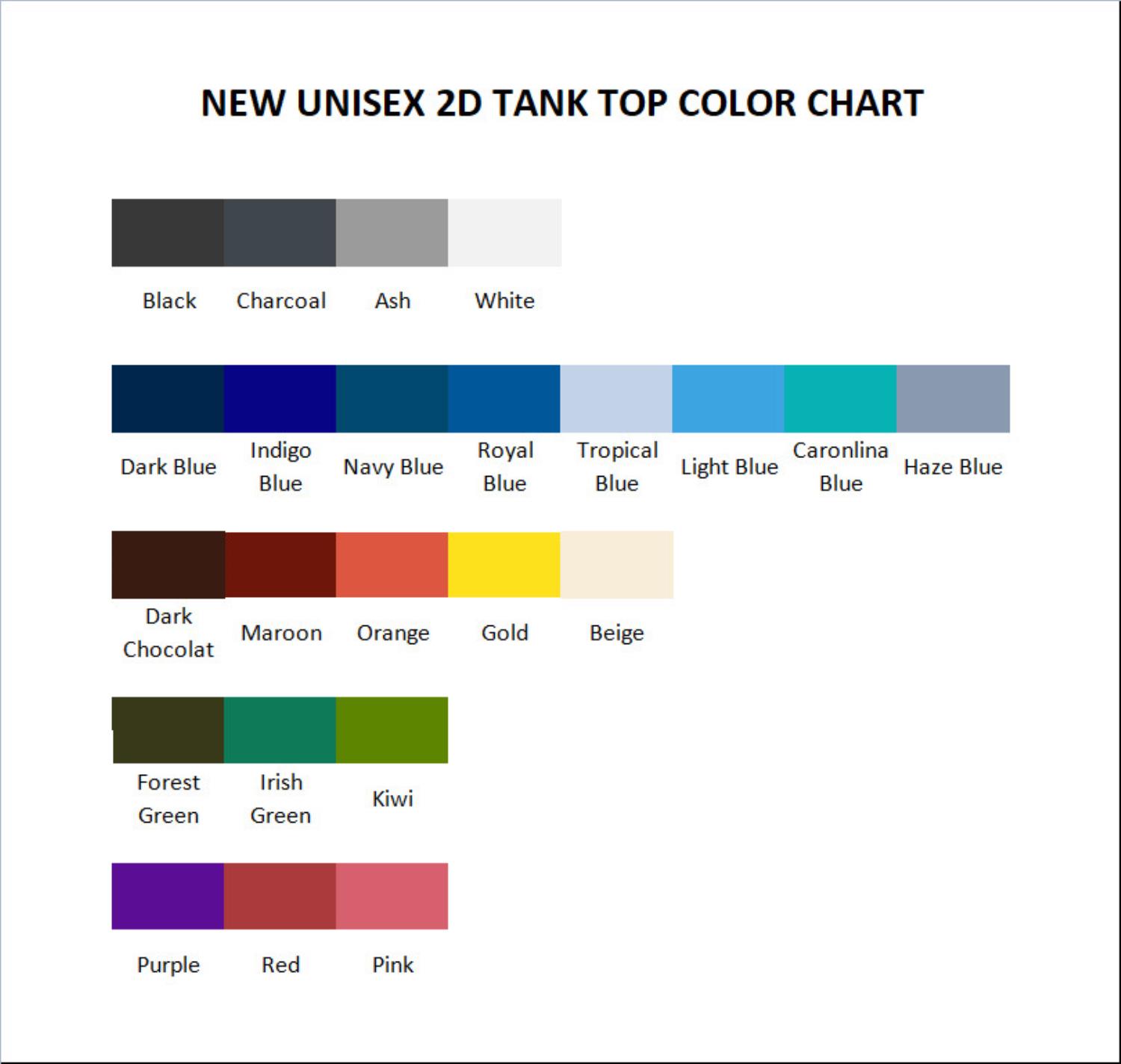 tank top color chart - The Boondocks Store